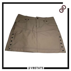 Athleta Womens Flat Front Snap Sides A-Line Mini Hiking Skirt Beige Khaki Size 8